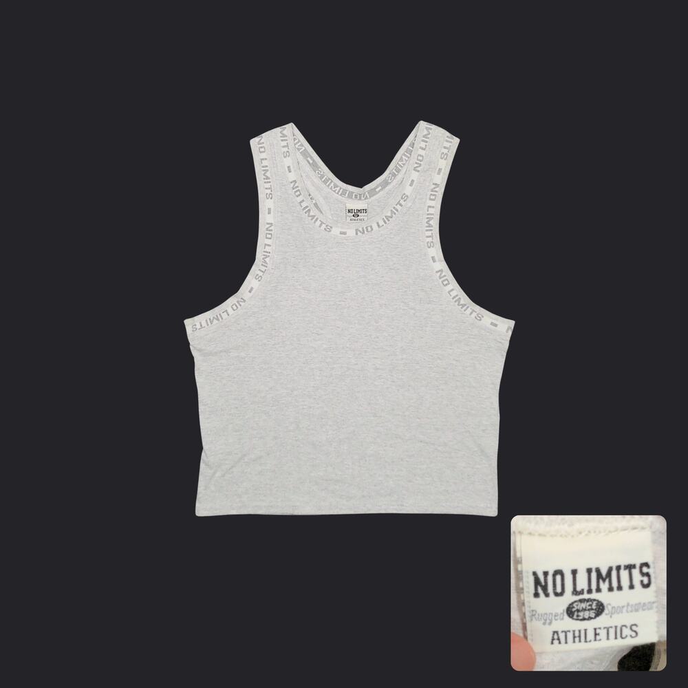 Vintage 90s No Limits Athletics Gray Racerback Muscle Tank Top Size XL Boxy